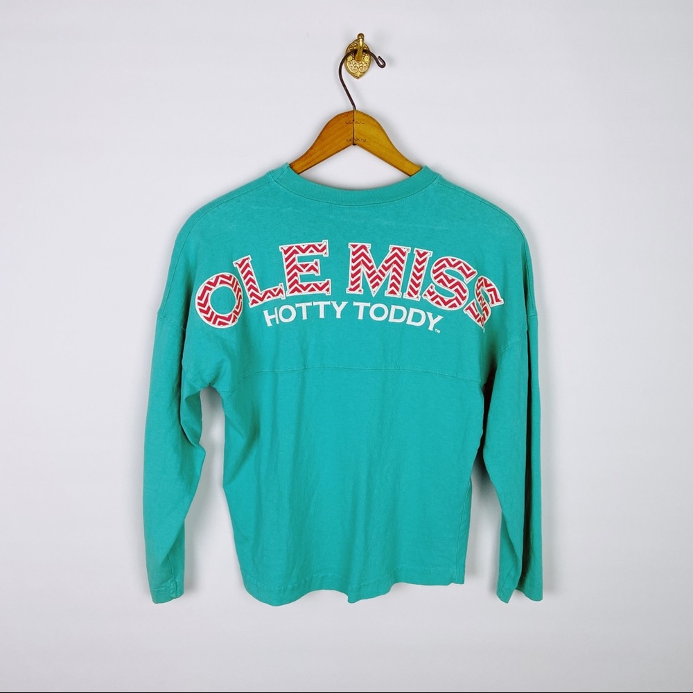 Ole Miss Long Sleeve Tee Shirt Aqua Teal Pink L